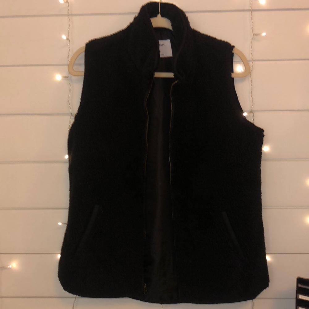 Old Navy Black Sherpa Vest